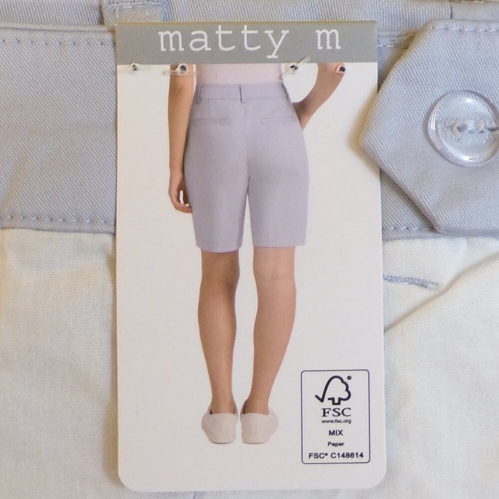 MATTY M 2 NWT Women's Bermuda Shorts Flat Front Blue & Navy Size Small - Picture 5 of 9
